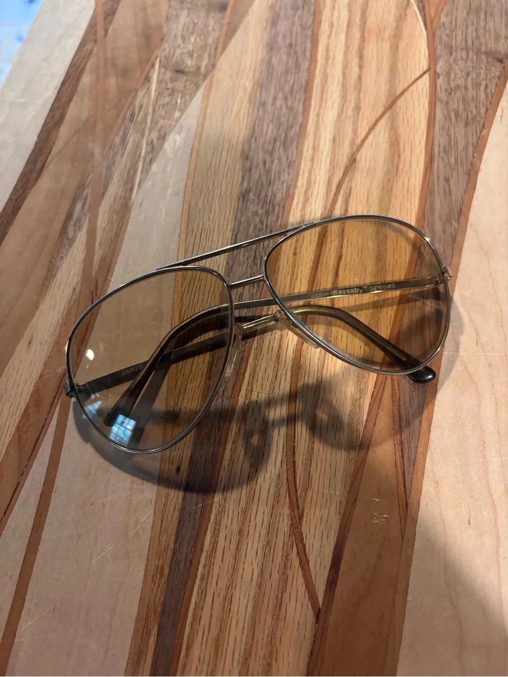 Vintage Serengeti Aviator Sunglasses - light Brown Lenses with Gold Frame
